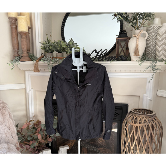 Columbia Omni-Tech™ Rain Jacket Women's L Black Full Zip Closure - Picture 1 of 13
